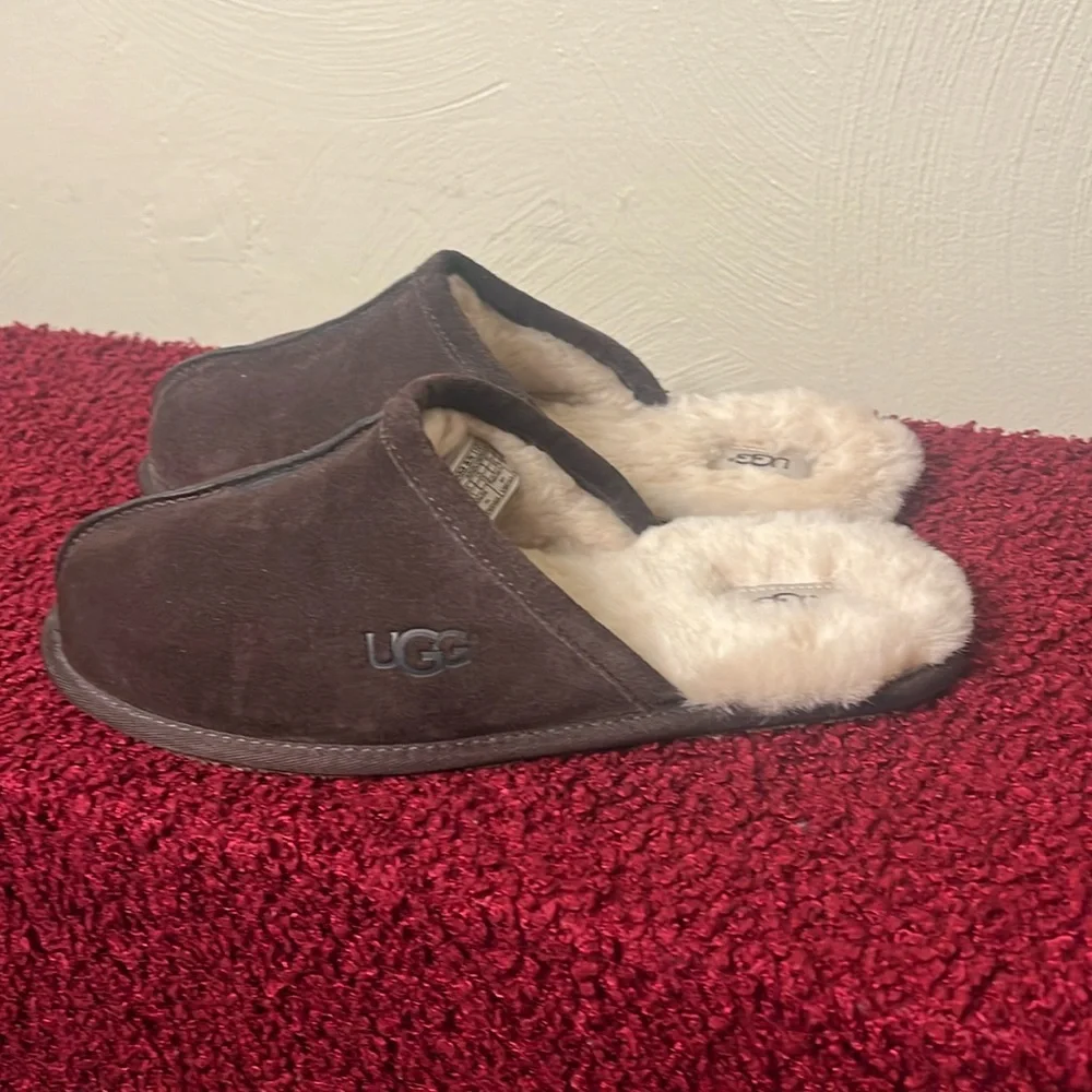 UGG Scuff Brown suede Slippers Size 11 - Picture 1 of 13
